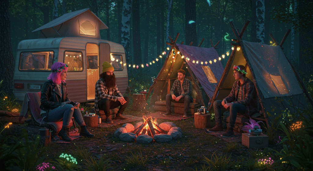 camping with friends