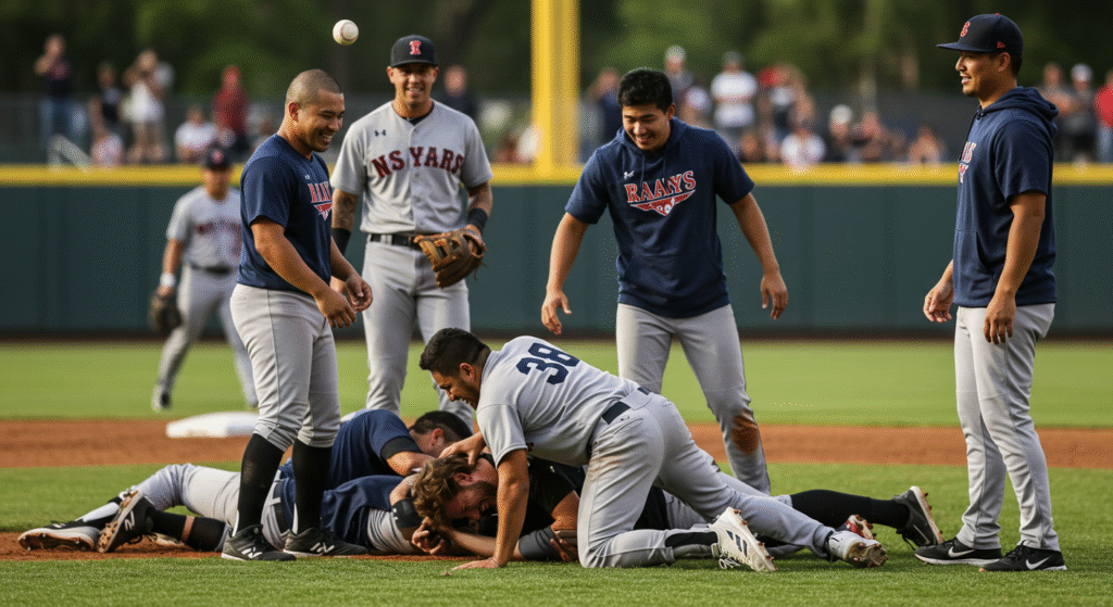 Baseball Players having fun