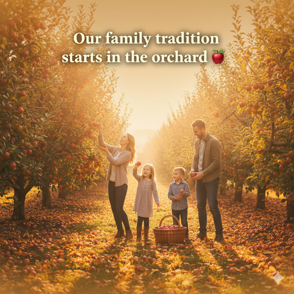 Family apple picking captions