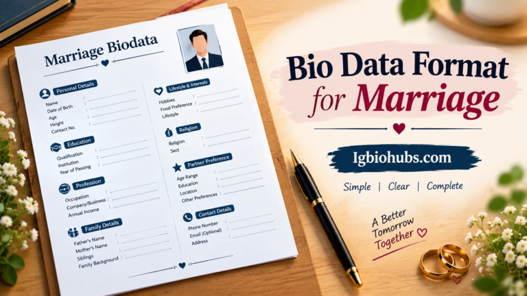 Bio Data Format for Marriage Simple & Professional Template
